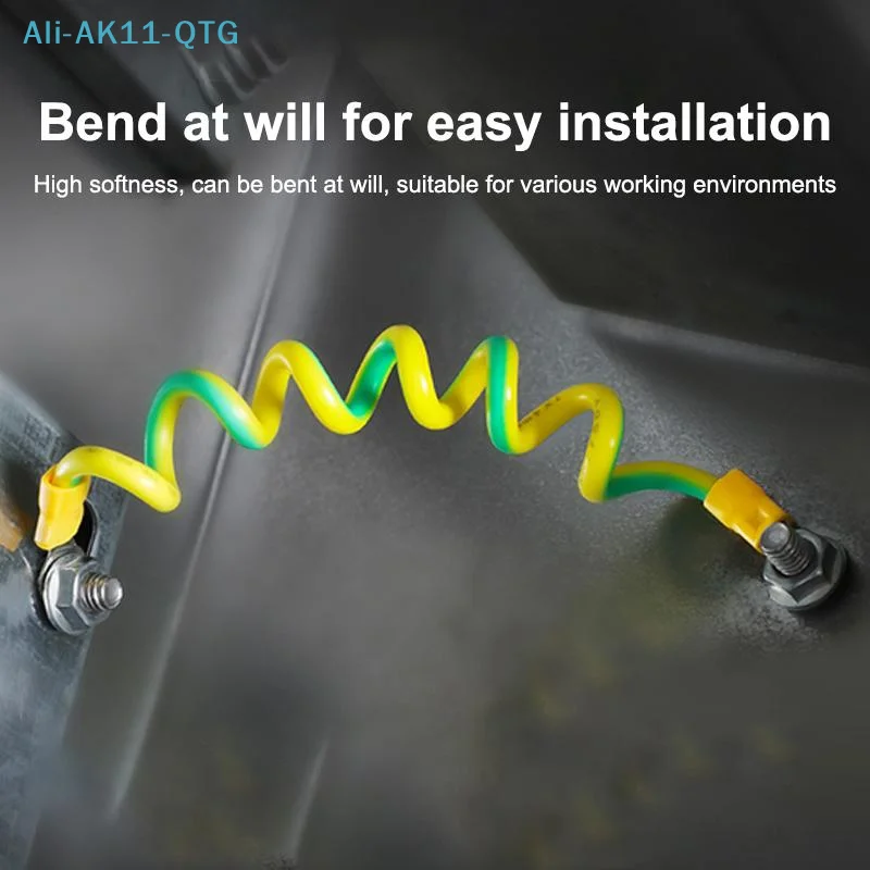 New 10PCSCopper Bridge Jumper Yellow Green Double Color Grounding Wire Solar Photovoltaic Grounding Wire