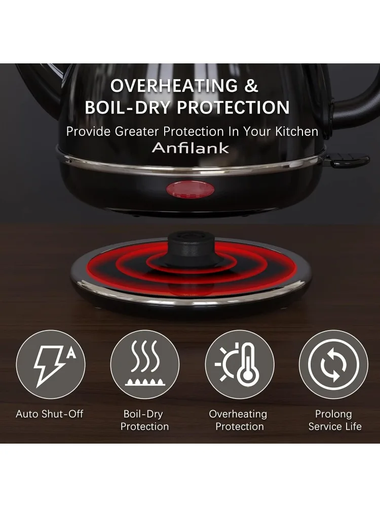 Bollitore elettrico a collo di cigno, bollitura rapida da 1 litro 1500 W, bollitore per caffè e tè senza BPA in acciaio inossidabile al 100%, bollitore per acqua