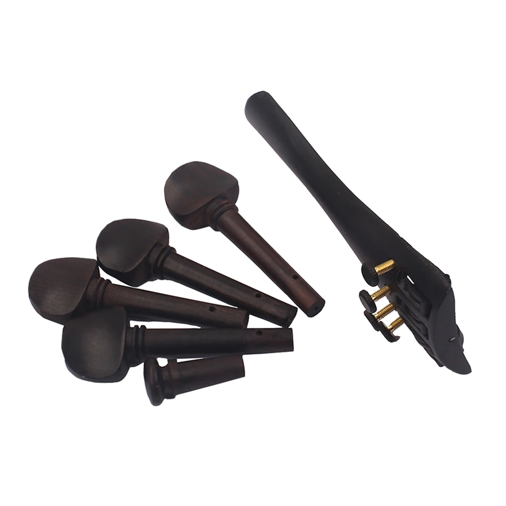 

4 /4 Violin Accessories Set Tailpiece with Tuning Pegs Equipment Built-in Fine Tuners