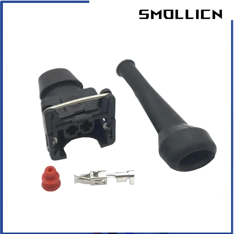 5 Sets 2 Pin AMP Tyco EFI Fuel Injector Connector Waterproof (mini timer) Automotive Waterproof Connector Plug With Rubber Boot