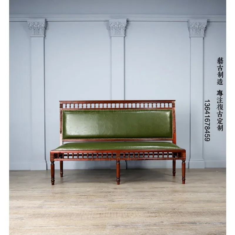 Nordic solid wood tenon and mortise retro sofa card seat shopping mall museum leisure decoration chair literary retro niche desi