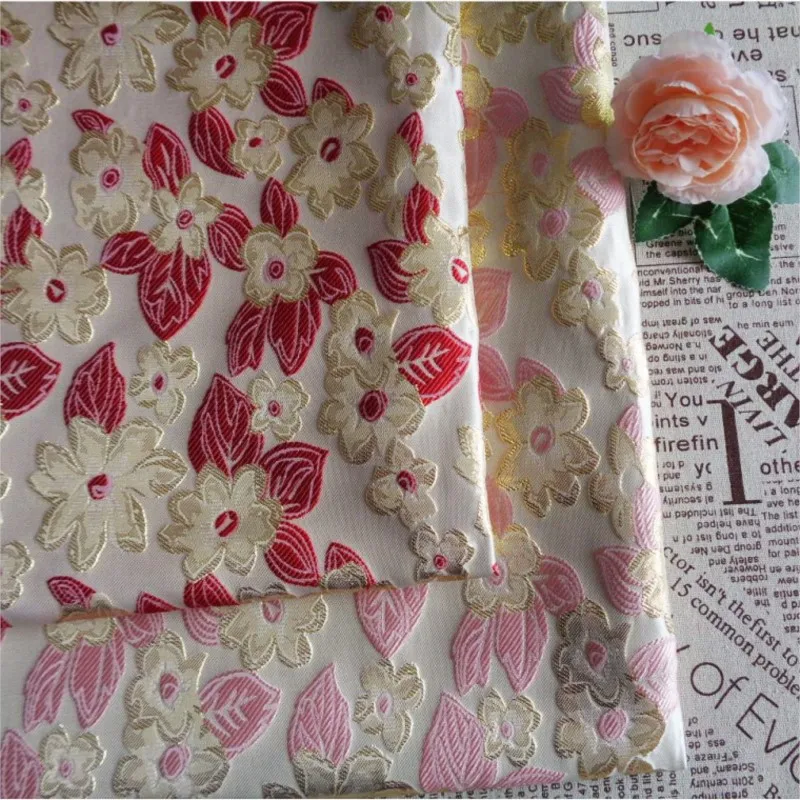 

Gold thread camellia embossed jacquard fabric dress fashionable and shoes clothing handbag