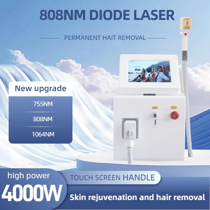 

4000W Professional Non-invasive 808nm Diode Laser Hair Removal Machine Ice Titanium 3 wavelength Permanent Painless For Women
