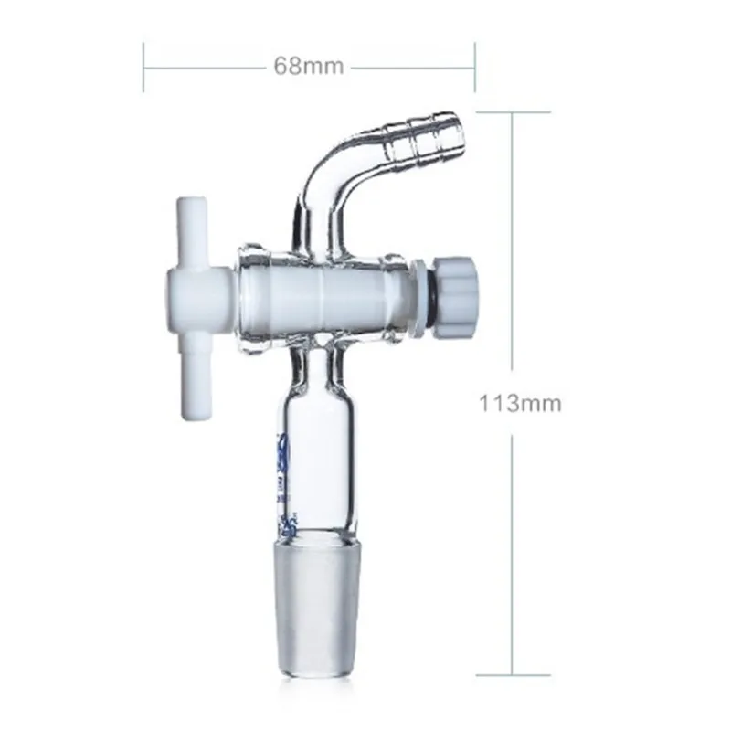 19/26 24/29,Glass Vacuum Adapter,Bent Hose Connection,Lab  Stopcock,Chemical Valve