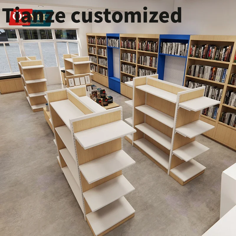 

Customized-Book Shop Design School Fixture Showcase Metal Store Display Library Rack Library Traditional Style Book