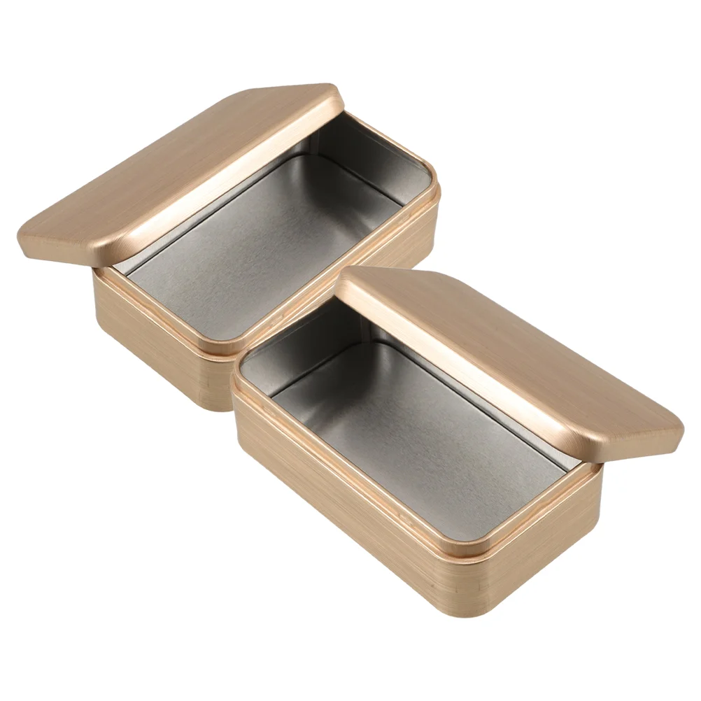 

2 Pcs Brushed Tinplate Box Candy Storage Containers Golden Tea Portable Metal Cans