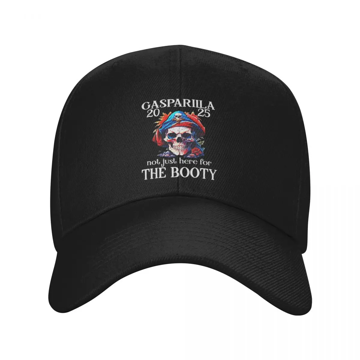 

Custom Gasparilla Pirate Skull Not Just Here For The Booty Baseball Cap Women Men Adjustable Dad Hat Sports Snapback Caps