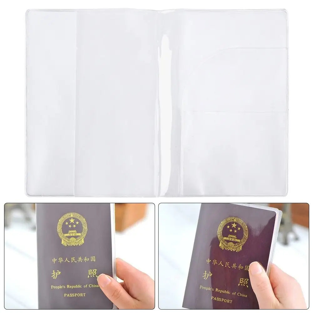 6Pcs Transparent Frosted Passport Cover with ID Card Holders PVC Clear Card Case Bag Purse Business Credit Card Travel Accessory