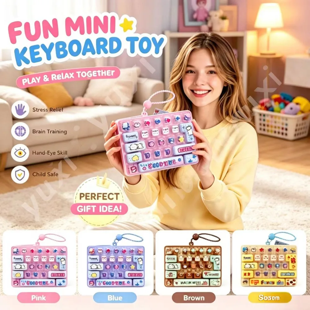 @Goodie Bag Stuffer 26 Grid Keycap Clicker Mechanical Keyboard Keychain ASMR Tactile Tech Gadget Event Party Favor Novelty Gift