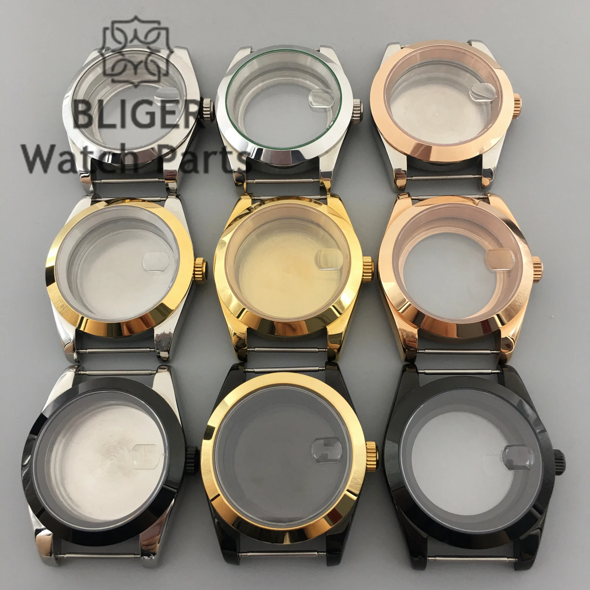 

BLIGER 36mm/39mm steel polished watch case sapphire glass fit NH35 NH36 ETA2824 2836 Miyota 8205 8215 DG2813 3804 movement