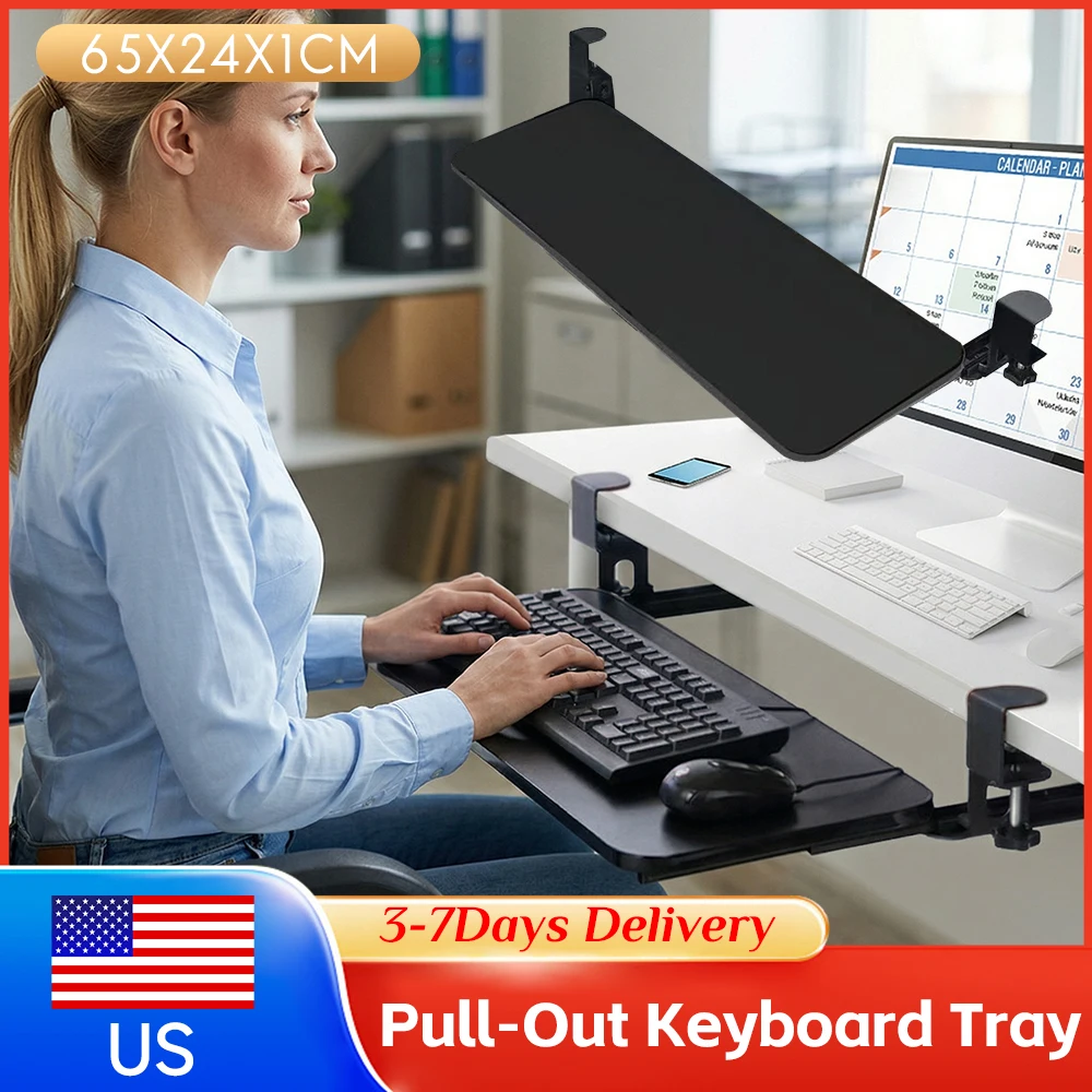 Slide Out Computer Keyboard Drawer with C Clamp Mount Mouse Tray for Typing Under Desk Keyboard Drawer Slide-out Keyboard Holder