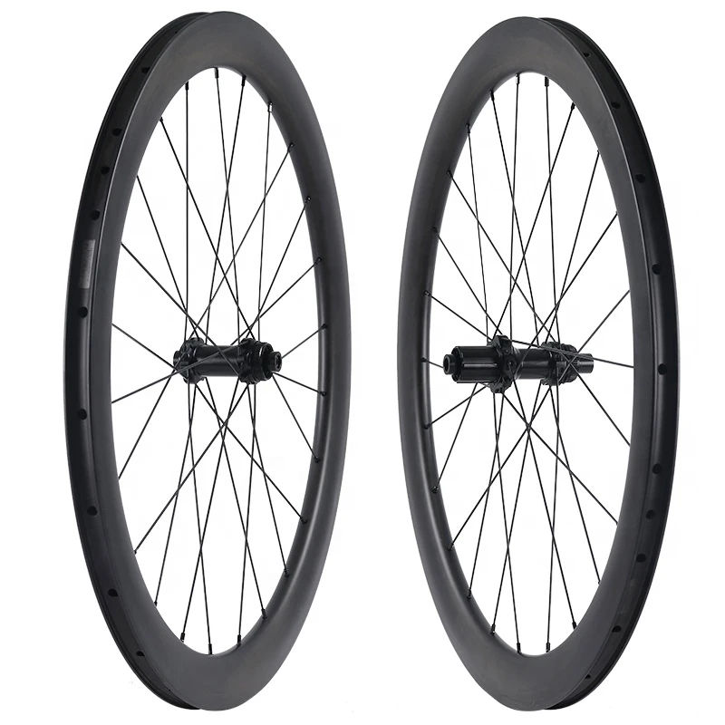 Gravel Bike Road Disc Wheels 45mm Carbon 700c Clincher Tubeless Bicycle Wheelset UD Matt Straight Pull 24 Spokes Center Lock Hub