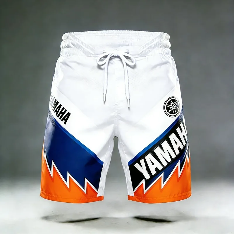

Летние модные шорты Yamaha 2026 года с цветными блоками (белый и оранжевый) и карманами для мужчин и женщин, повседневные, для мотоциклистов и велосипедистов, спортивные