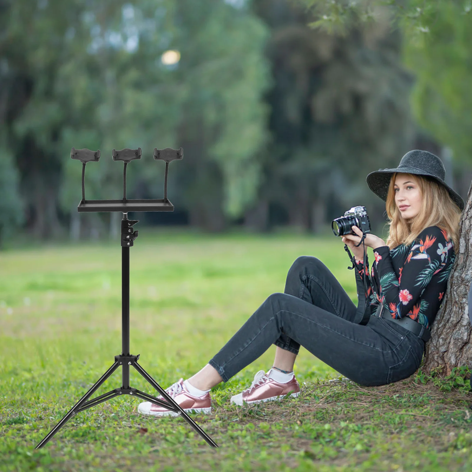 

1 Set Live Streaming Stand Adjustable Projector Tripod Stand With Phone Holder For Laptop Outdoor Indoor Use Portable Mounting