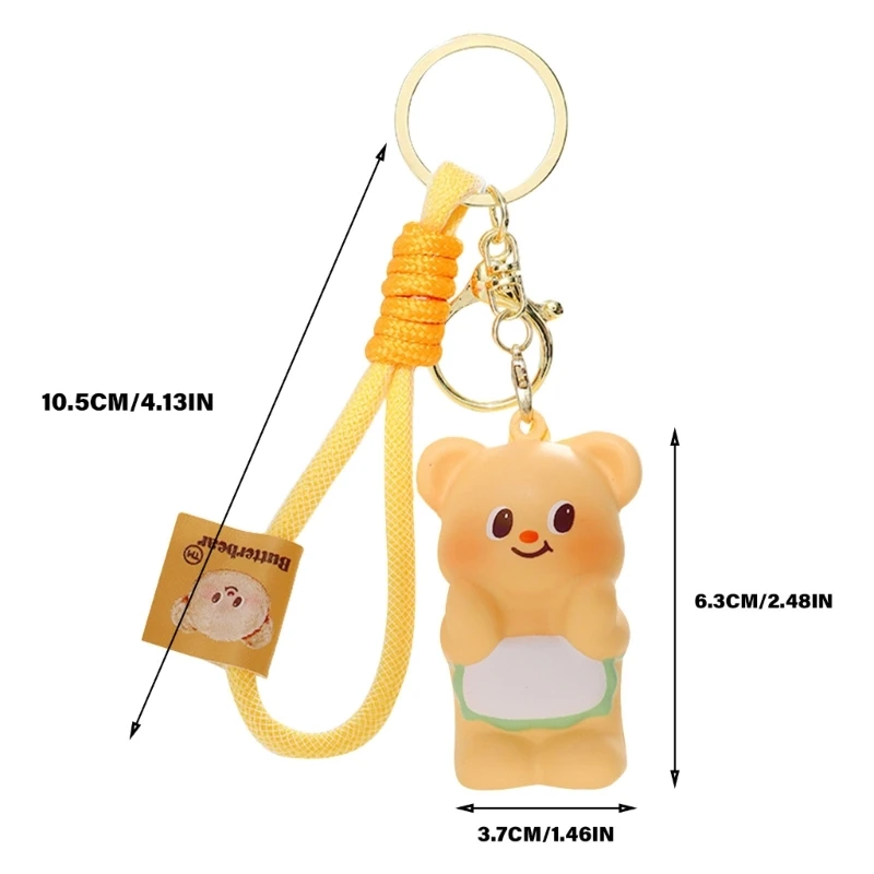 Butter Bear Keychain Toy Squeeze Toy for Women Girls for Car Keys Backpack