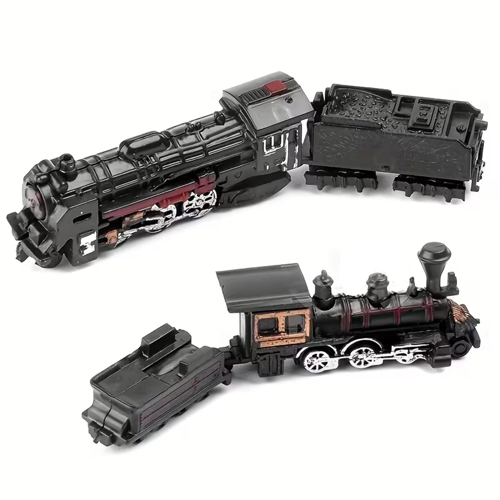 9 teile/satz Mini Zug Modelle Unmontiert High-Speed-Schiene Dampf Zug Sammlung Manuelle Bedienung Ideal Für Modell Szene Ornamente