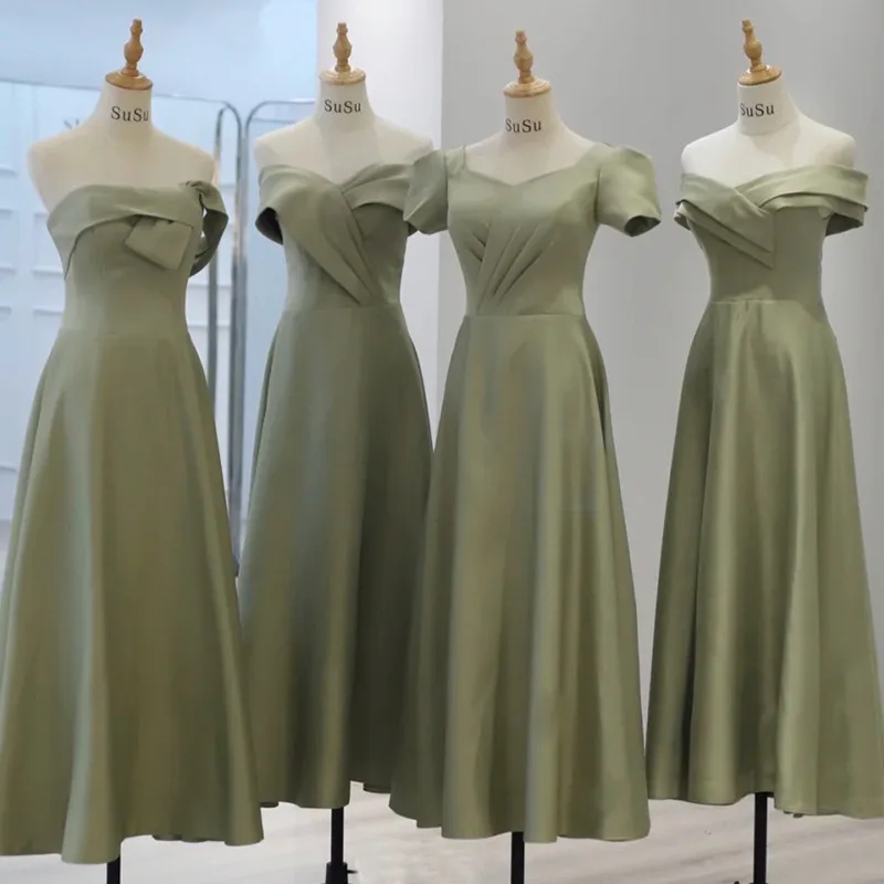 Satin Bridesmaid Midi Dress Elegant Long Prom Wedding Evening Guest Party Summer Dresses for Women 2023 Casual Slim vestidos