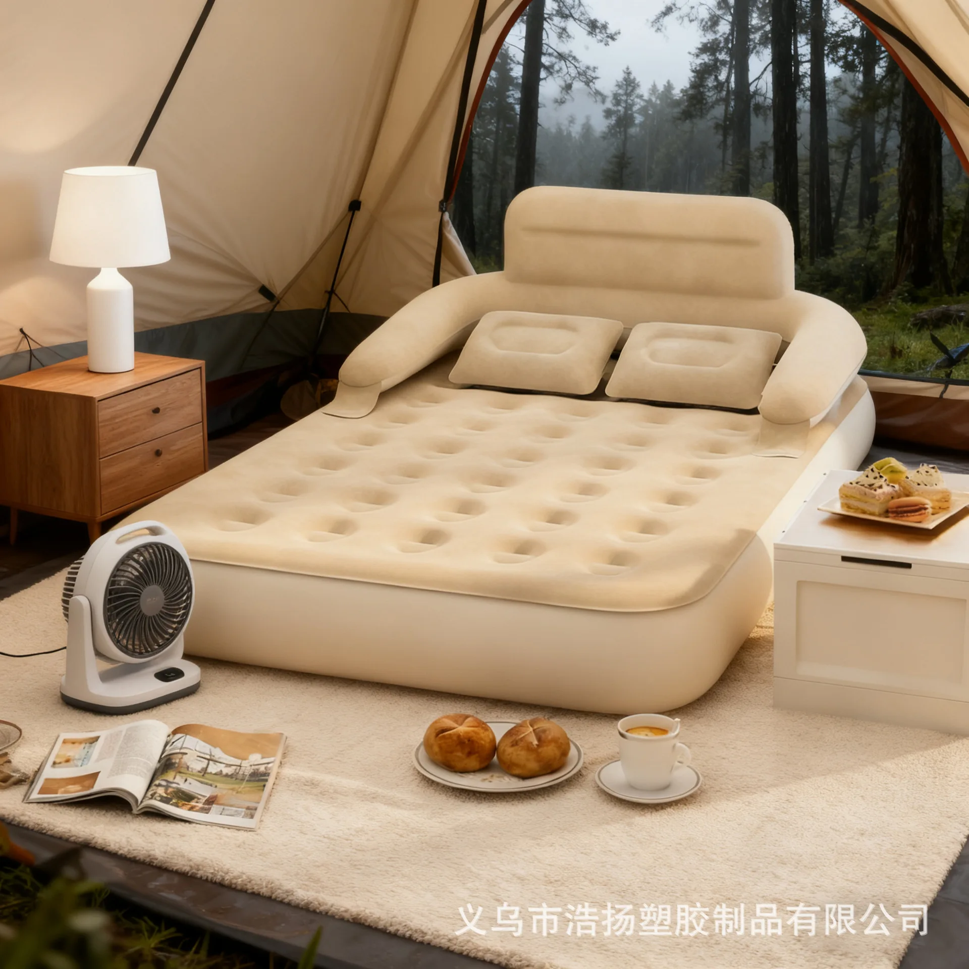 مرتبة هوائية سميكة للتخييم المنزلي، سرير قابل للنفخ، وسادة خيمة خارجية بحجم مزدوج