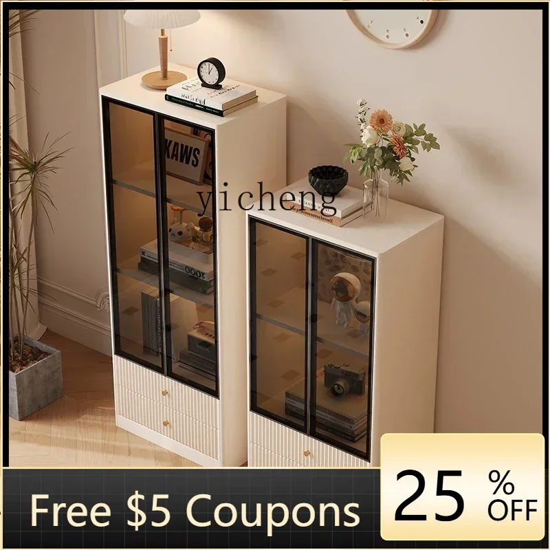 

1glass wine cabinet living room wall small display cabinet floor storage cabinet
