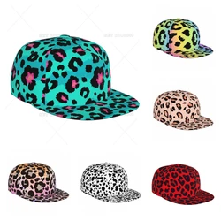 Leopard Pattern Blue Hiphop Caps Fashionable Flat Brim Baseball Cap All Seasons Hats for Men Women One Size Snapback Cap