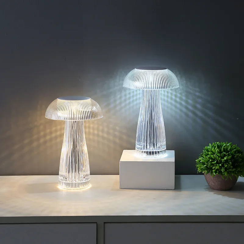 

Transparent Nightlights Mushroom Lamp Bedroom Night Lamp Jellyfish Lamp Atmosphere Decoration Crystal Table Light Christmas Gift