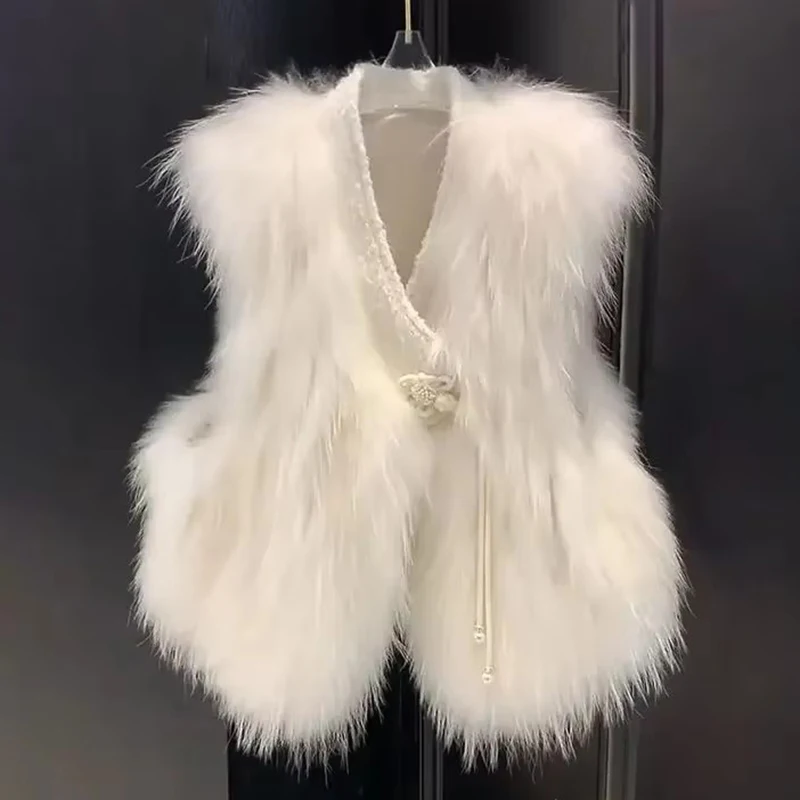 Fur Coat Women  Furry Vest Jacket Autumn Winter 2024 New Fur Vest Outfit