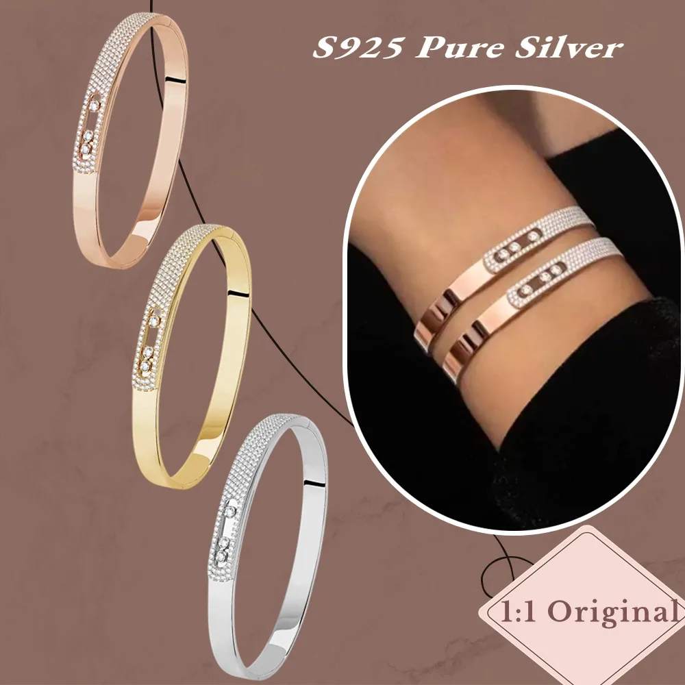 Elegant original BABY MOVE PAVE White Gold Diamond Bracelet Sterling Silver 925 Bracelets Luxury woman Jewelry Accessories