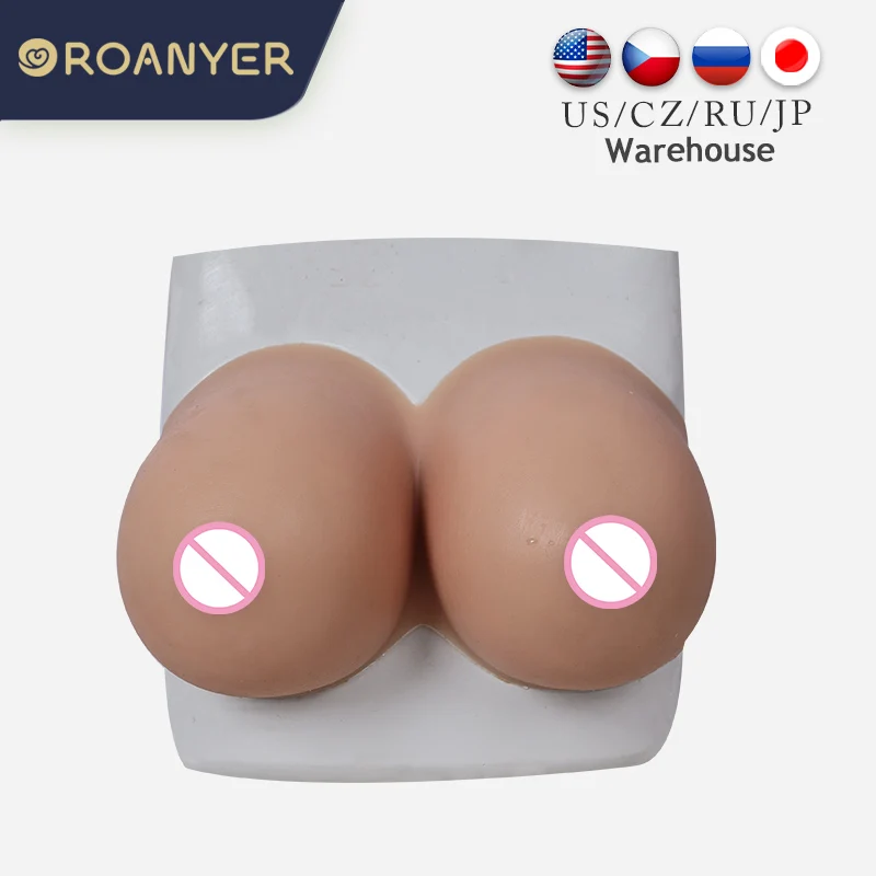 Roanyer Silicone Fake G Cup Breast Forms for Crossdresser Realistic Boobs Strapless Tits Drag Queen Costumes without Strap