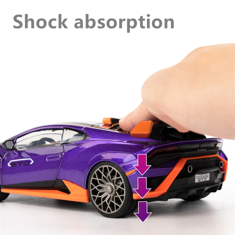 1:24 HURACAN STO Alloy Sports Car Model Diecast Metal Toy Racing Car Model High Simulation Collection Sound and Light Kids Gifts