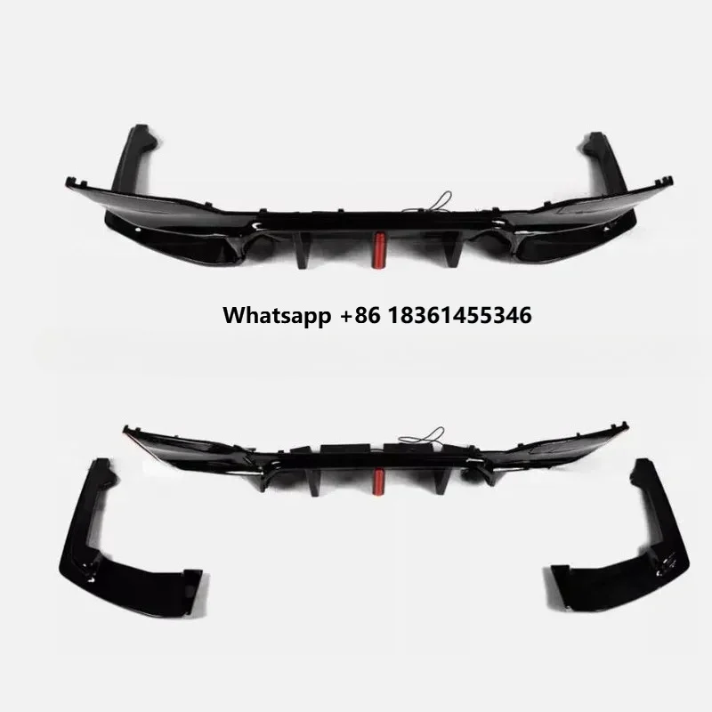 For  G30 G38 5 Series 2017-2023 Gloss Black Big Fin Sport Lower Bumper Lip Rear Diffuser Body Kit
