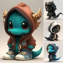 Cool Statue of Baby Dragon Handmake Resin Dinosaur Figurines Sculpture Ornaments For Home Office Desktop Decor Car Display