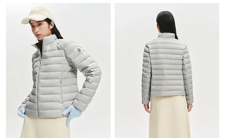 BOSIDENG Women Stand Collar Quilted Goose Down Jacket Cloud Light Slim Minimalist Warm Portable Outerwear