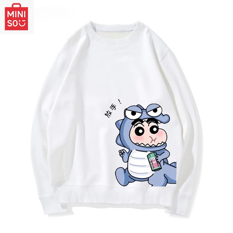 

MINISO коллаборация: レadie レ ...... んč ん quattro толстовка с принтом, длинные рукава, свободная, мультяшная, повседневная и милая для девочек и мальчиков