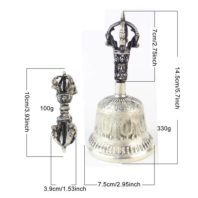 Meditation Bell And Dorje Set Handmade Dharma Objects Bell Hand Meditation Bell campane di preghiera Dorje Dharma Objects Bell Home