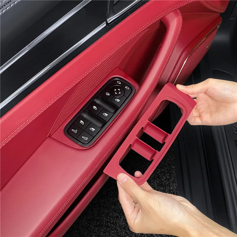 Bordeaux Red For Porsche Panamera 2017 2018 2019 2020 2021 2022 2023 2024 2025 2026 Window Control Panel Silicone Pad