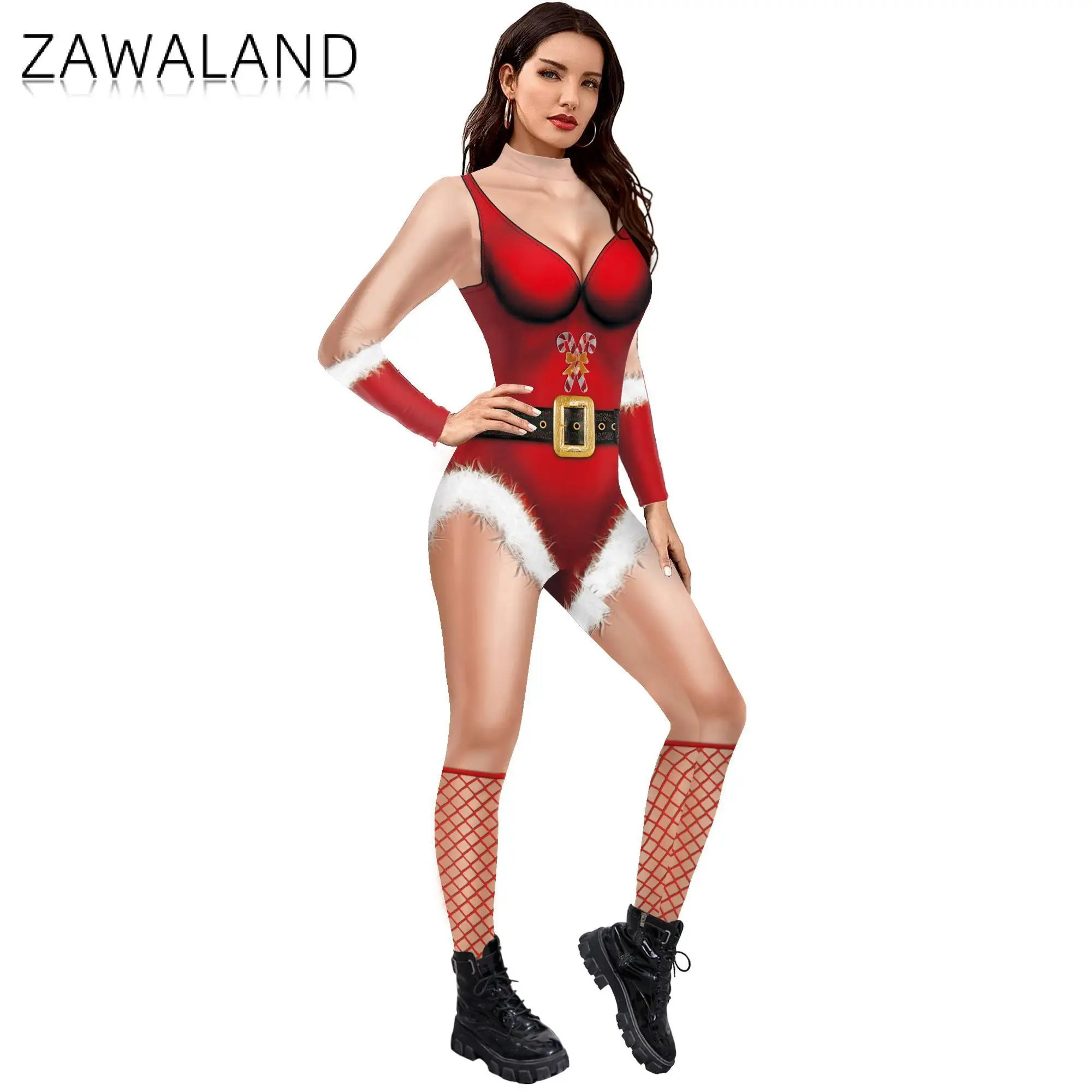 Zawaland-Halloween 3D Impresso Cosplay Costume para Homens e Mulheres, Bodysuit, Padrão de Pele do Corpo, Macacão, Adulto Natal Party Clothing