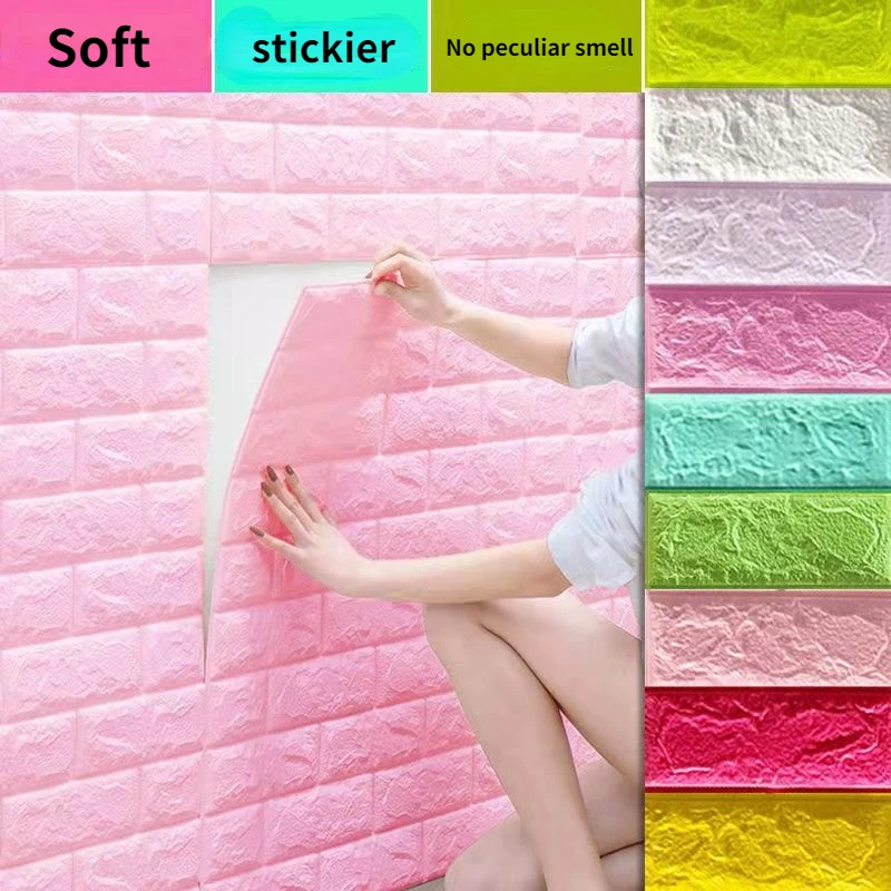 3D Self Adhesive Wall Stickers 70cm*77cm Flaky Waterproof Brick Wallpaper Bedroom Living Room Children's Room Home Decor