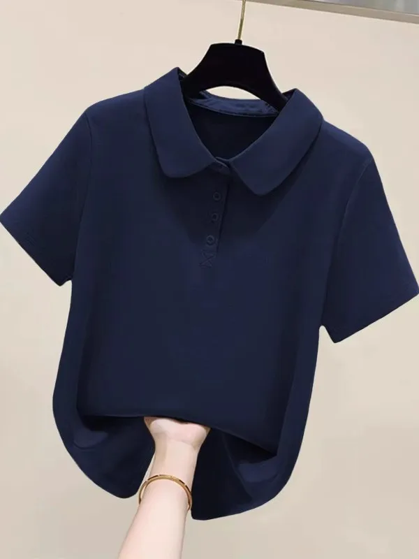 

Свободная футболка Ne ort Sve, женская футболка больших размеров, универсальный, модный, для похудения, топ на пуговицах, для поездок на работу, слэ