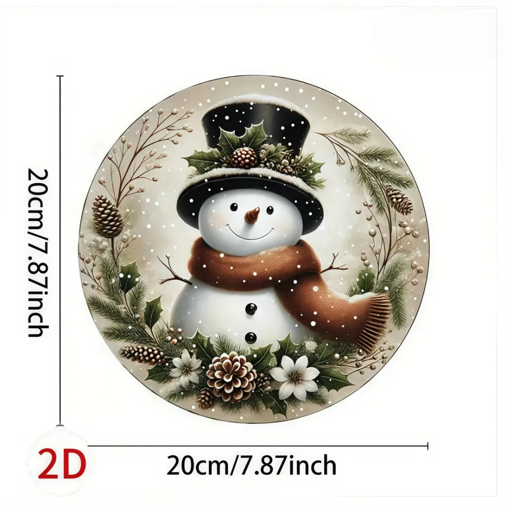 2D Retro Snowman Welcomes Circular Wooden Signs, Suitable for Home, Living Room, Porch, Caf É, Restaurant, Holiday Decoration