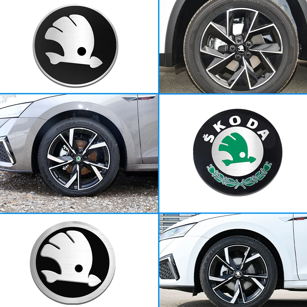 4pcs 56/65mm Car Wheel Center Cover Decoration Sticker Hub Cap Decal for Skoda VRS VII Rapid Fabia Kodiaq Octavia Kodiaq Superb