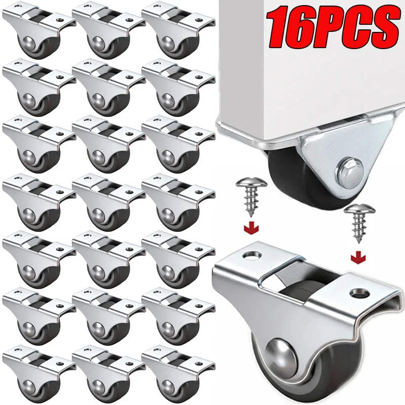 Rodízios Pequenos Universais Direcionais para Móveis, Rodas para Portas Deslizantes, Gavetas, Mesas, Cadeiras, Rodízios de Borracha para DIY, Rodízios Fixos