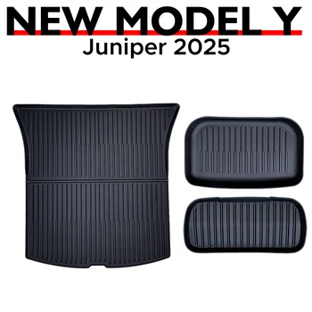 適用於特斯拉新款 Model Y 2025 年式 Juniper 2025+ 前後行李箱墊 TPE 地毯防水耐候墊多層墊 6 最佳銷售 後車廂墊 - №1