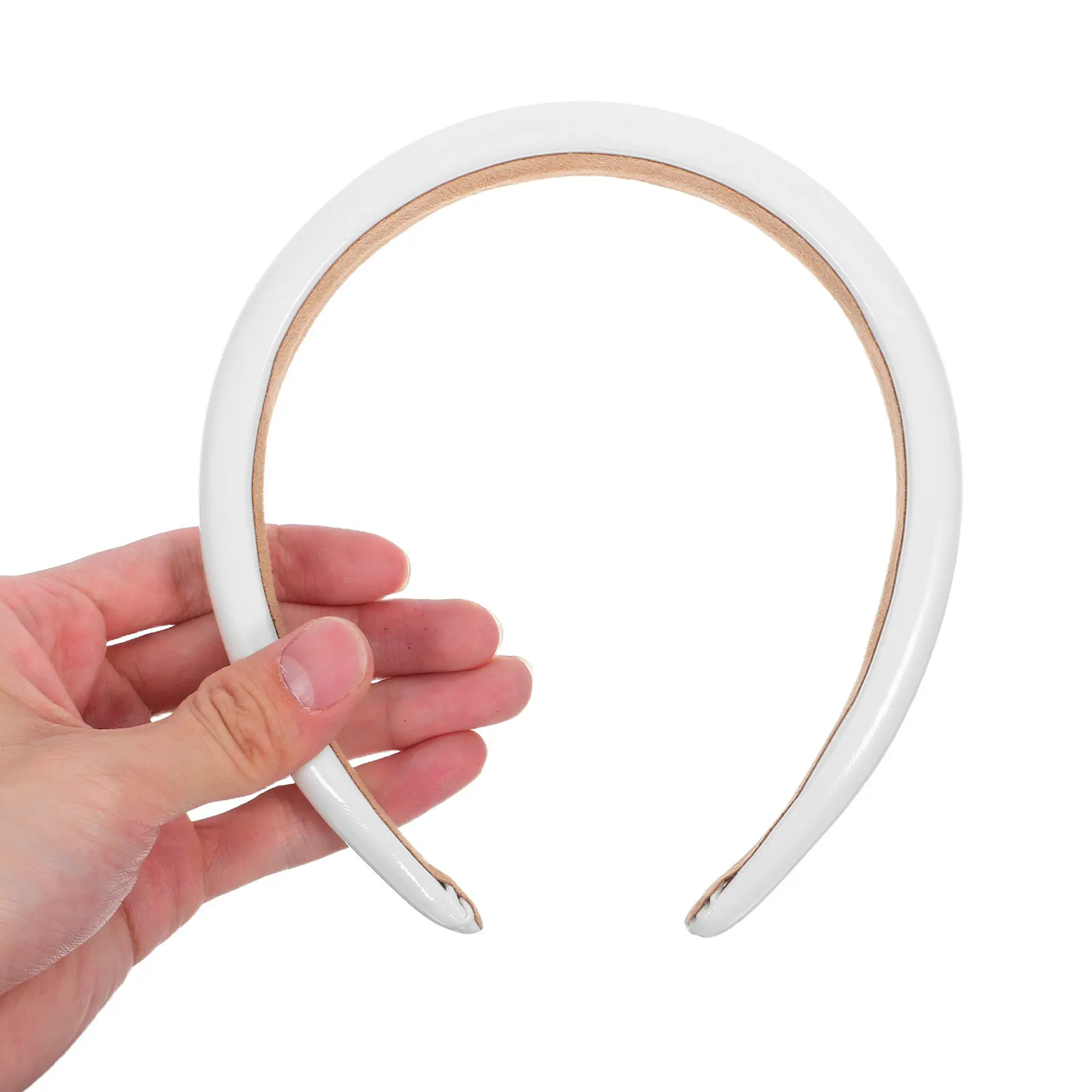

Shiny PU Hair Hoop White Wide-Brim Non-Slip Solid Color Headband Women Birthday Party Halloween Daily Use