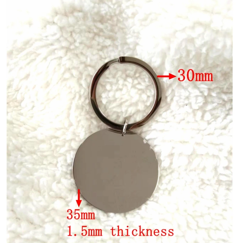 10PCS Blanks Pet Dog ID Tag Round Mirror Polish Stainless Steel 35mm Pet ID Dog Cat Tag Pendants Jewelry Keychain