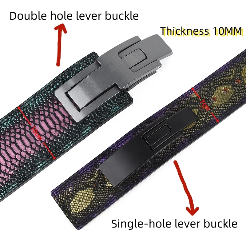 Cowhide Weight Lifting Lever Belt Snakeskin Grain Width 7CM/10CM Gym Powerlifting Belt for Men & Women Weightlifting Deadlifts