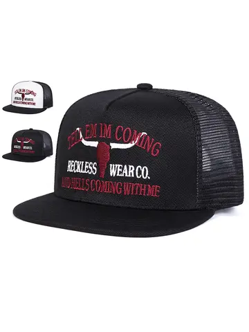 Unisex RECKLESS WEARCO Embroidery Baseball Net Hats Spring Summer Outdoor Adjustable Casual Hip-hop Trucker Caps Sunscreen Hat