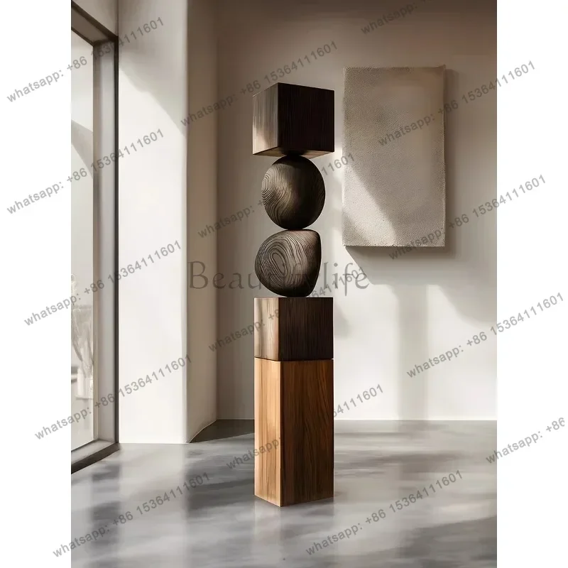 Model Room Wood Carving Floor Ornaments Hotel Sales Office Staircase Entrance Decorative Art Sculpture Installation