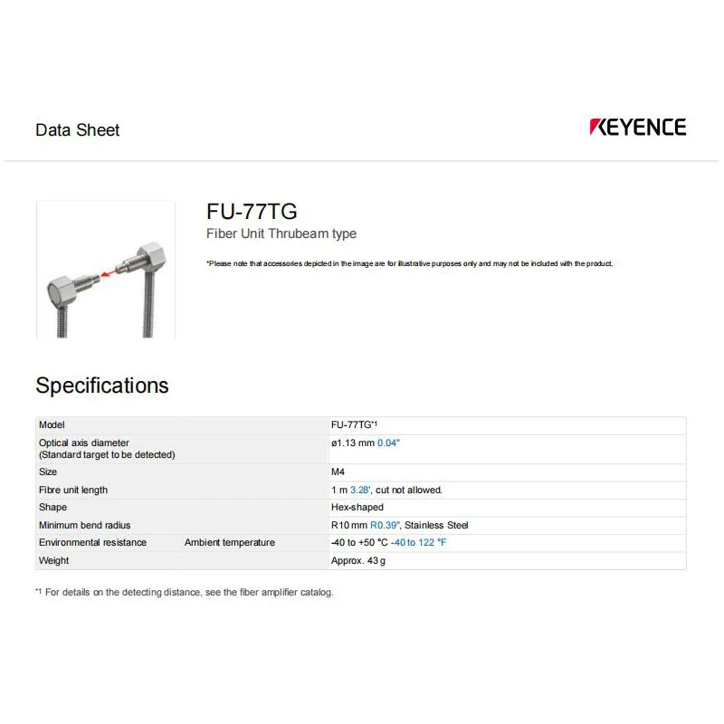 FU-77TG New Original KEYENCE Point-to-point Fiber Optic Sensor