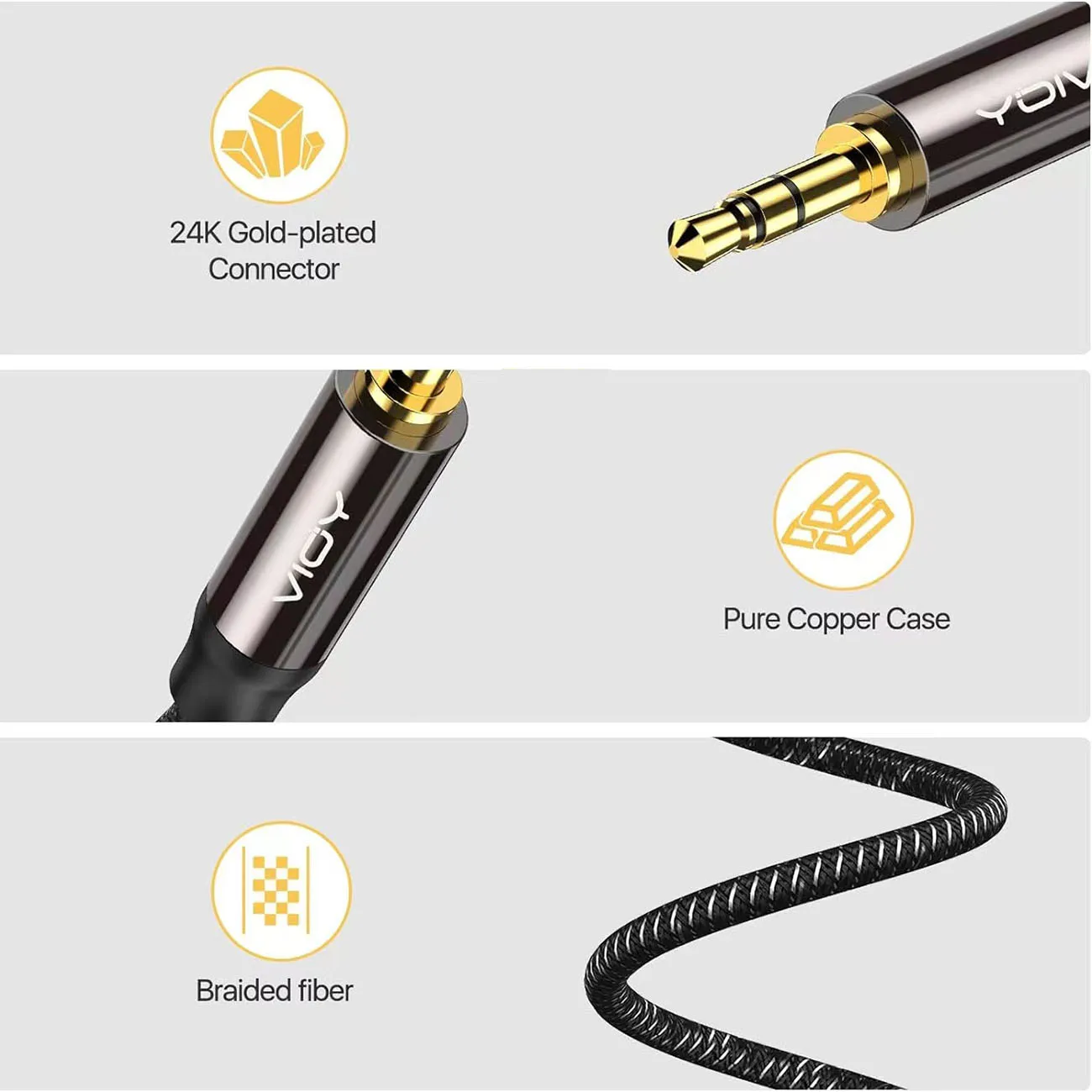 3.5mm Aux Cable 3.5mm Right Angle Male To Male Stereo Auxiliary Braided Cord for Headphone IPhones Tablets Car Speaker and More