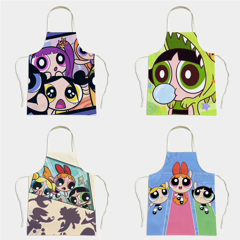 

The Powerpuff Girls Series Waistcoat Household Cleaning Parent-Child Adult Children'S Overalls Apron Kitchen